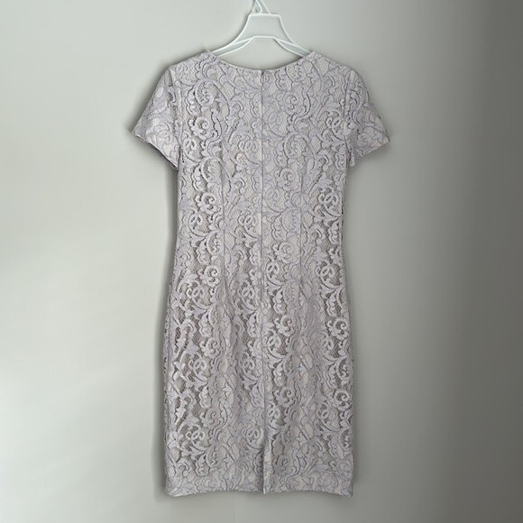 LAUREN RALPH LAUREN Women’s Lace Knee-Length Cocktail Dress Light Grey Size 4 - Picture 11 of 14